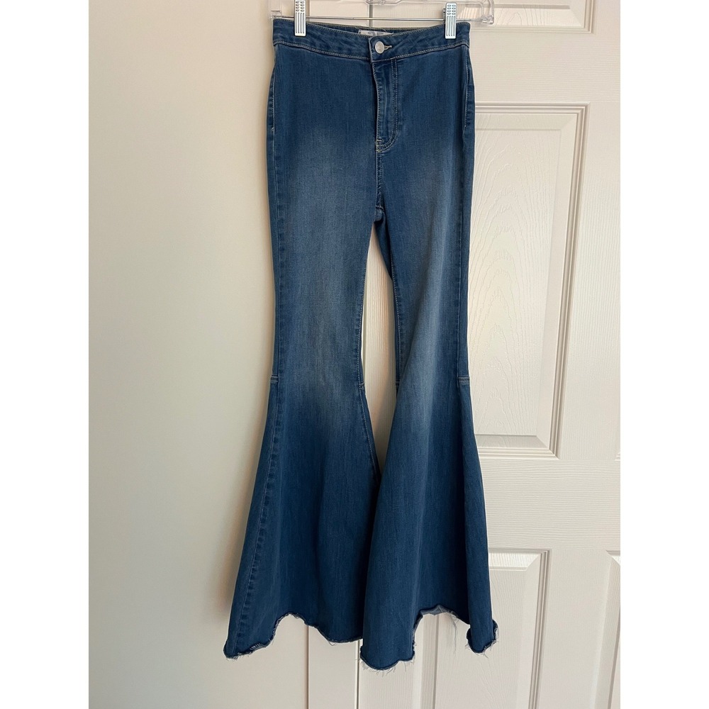 We The Free Free People Just‎ Float On Flare Jeans Blue High Rise Bell Bottom 25